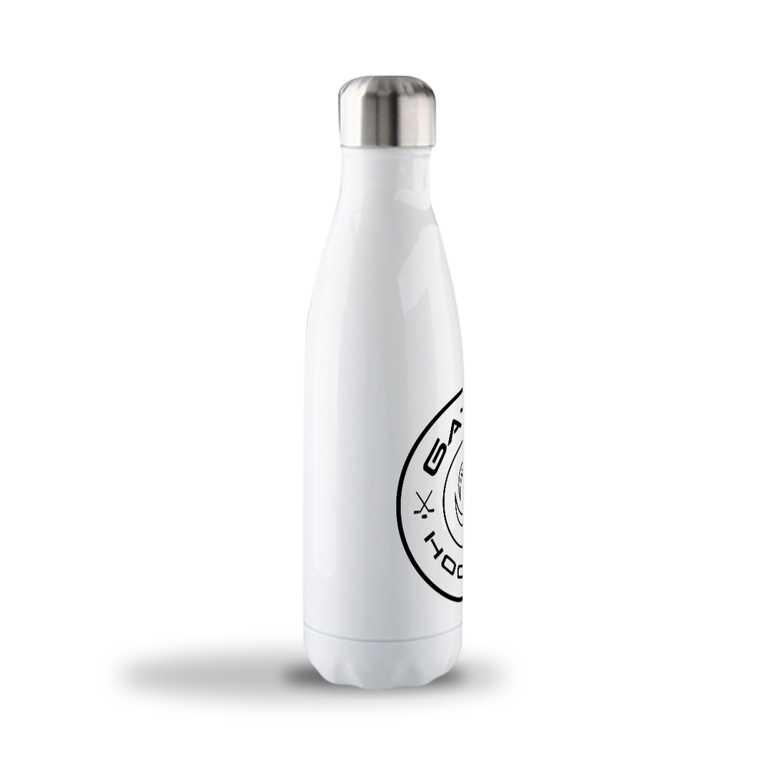 White bottle with stainless steel interior